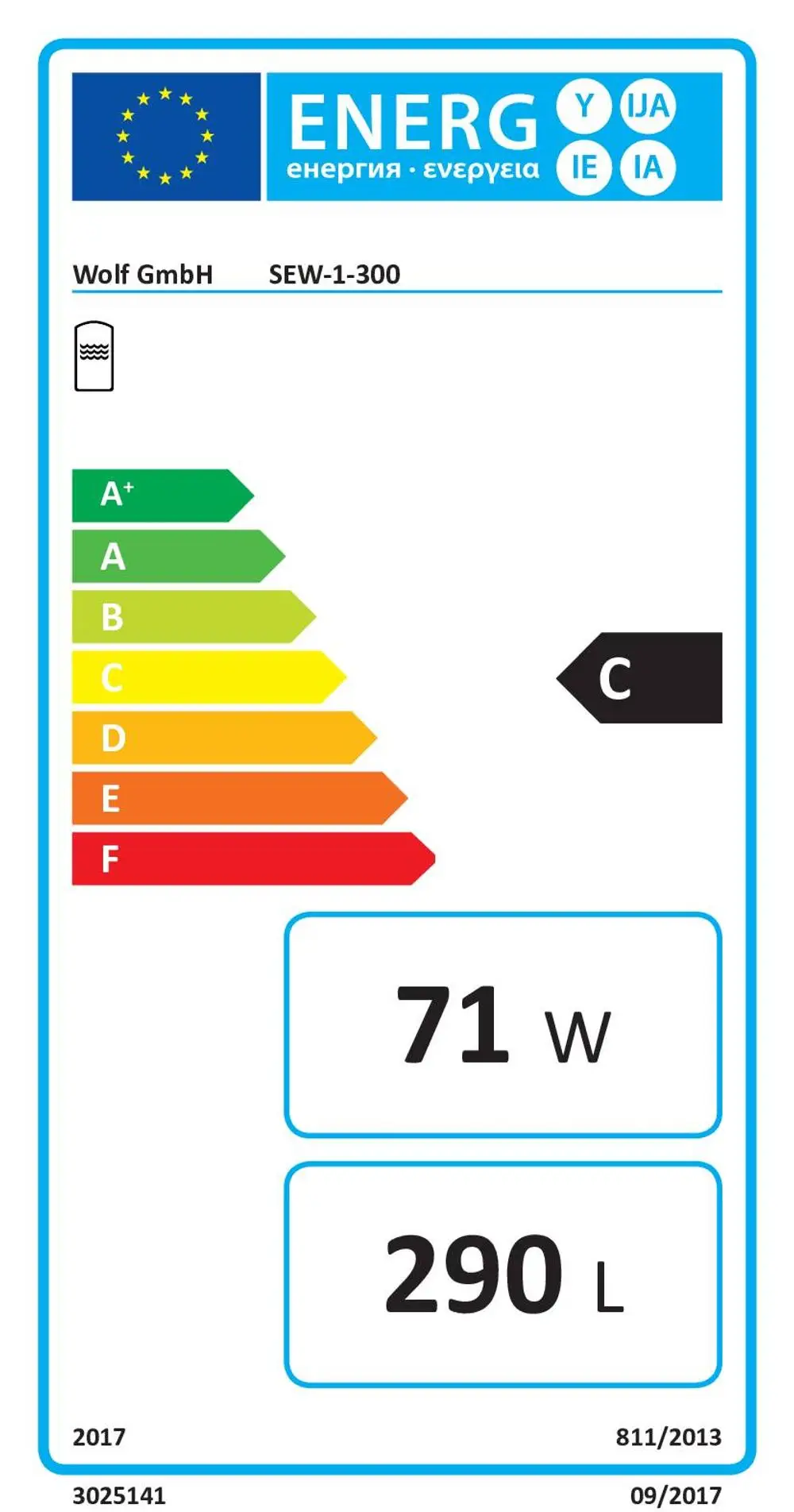 Wolf-Warmwasserspeicher-SEW-1-300-fuer-Waermepumpen-bis-ca--14-kW-Leistung-2483881_2483881 Energieeffizienzklasse C